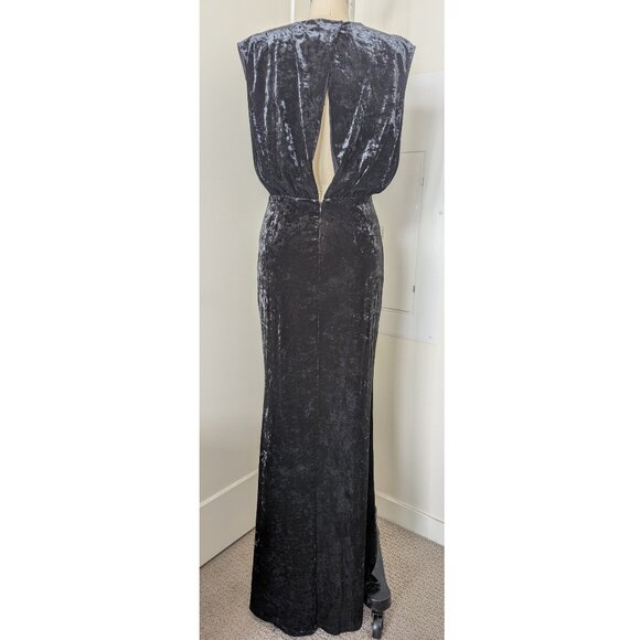 BCBGMAXAZRIA Black Crushed Velvet Evening Long Gown Size S - Picture 6 of 10